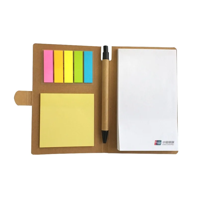 Cute Style School Stationery Supplies Kraft Paper Cover Notepad Combination Magnetic Sticky Notes Index Paper Stickers Memo Pad