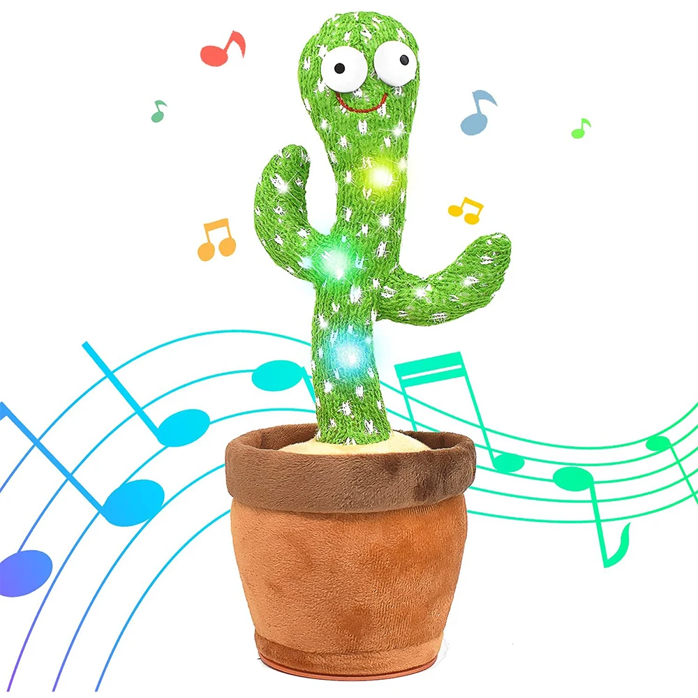 Hot Selling Dancing Cactus Toys Repeat English Songs Plush Cactus Toys Talking Cactus Plush Toy with LED Light for Kids