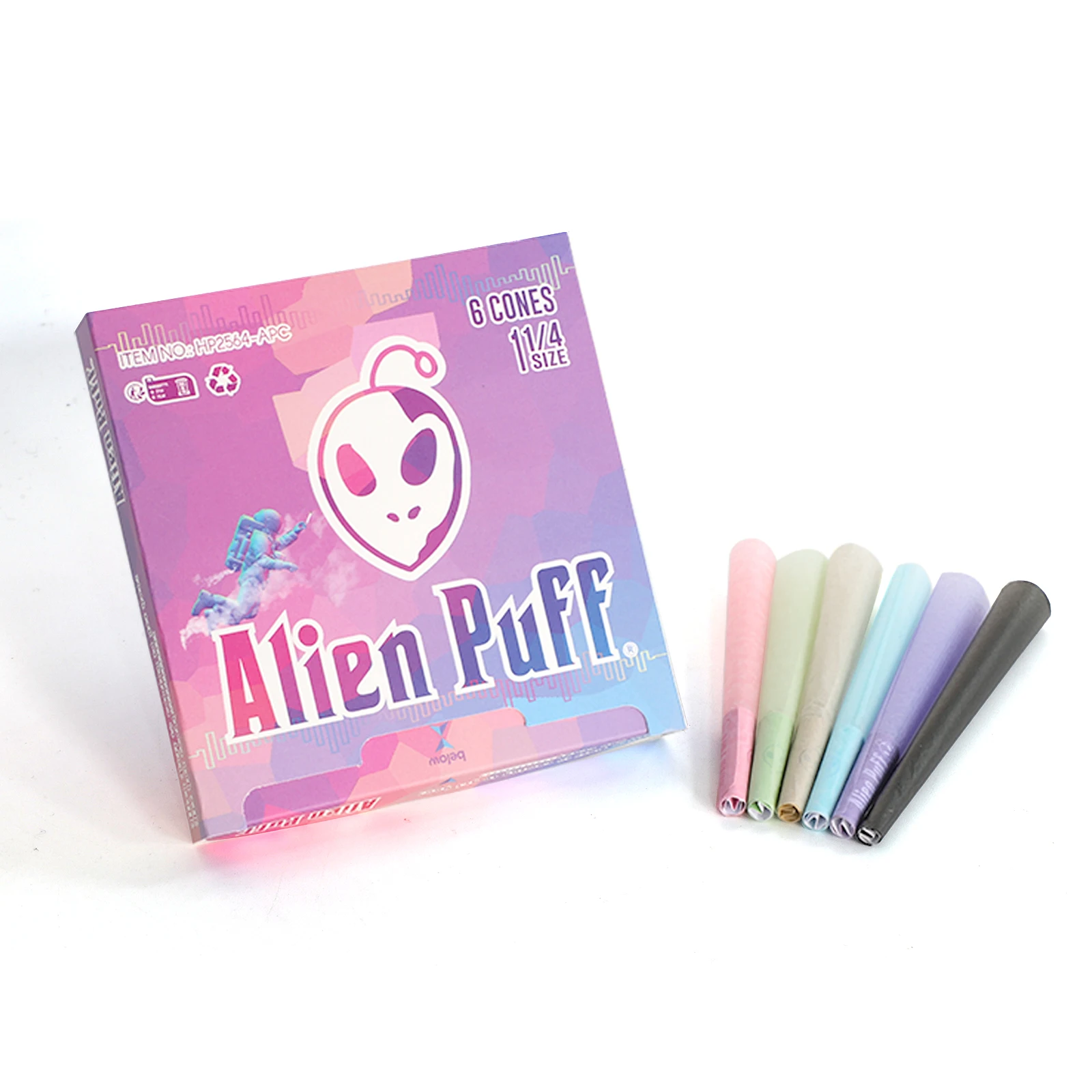 HP2564-APC AlienPuff  Kingsize Natural Organic Gum High Quality Paper Rolled Unbleached Brown Cones