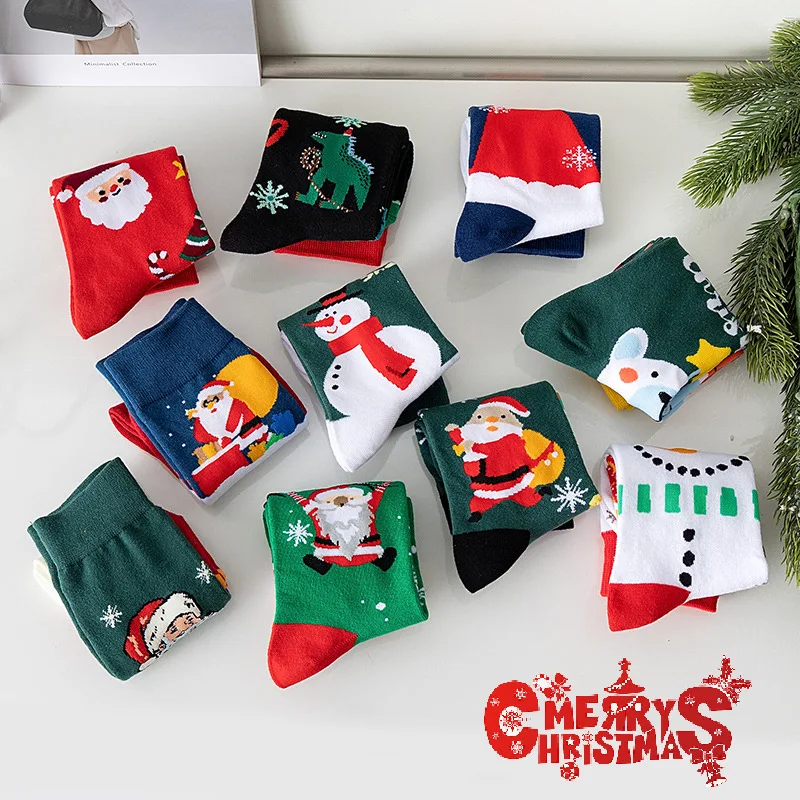 2023 new creative Christmas socks Snowman Santa Claus cartoon crew woman socks