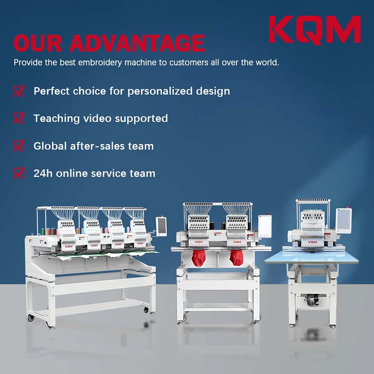 KQM high quality 24h after-sale service 12/15 needles speed 1200rpm flat professional 4 head  Embroidery machine