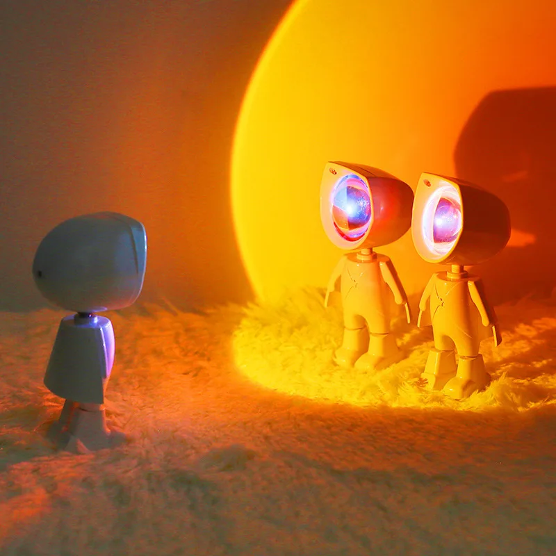 2023 New Arrivals Rainbow Sun Sunset Home Decor LED Night Light Robot Sunset Projection Floor Lamp Projector Light