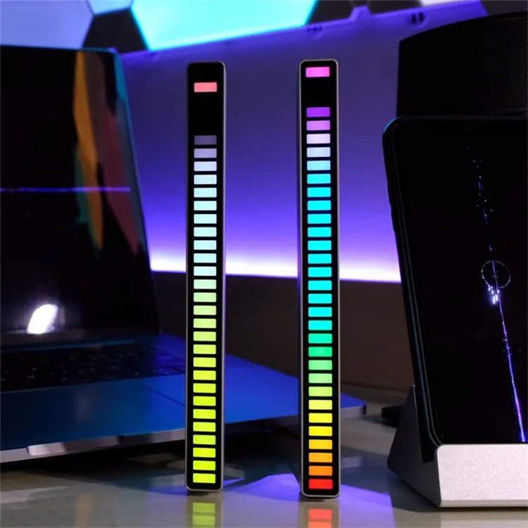 New creative 32 led Colorful voice pickup ambience lamp car desktop audio spectrum voice RGB music rhythm light lamp