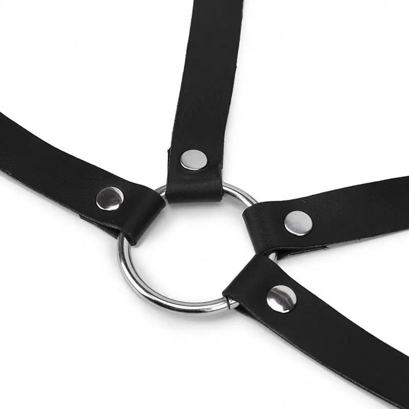Sexy Leather Lingerie Set Flash Drilling NightClub Harness Bra Bustier Women Strap Body Corset Lingerie Tied Bondage Couple Toys
