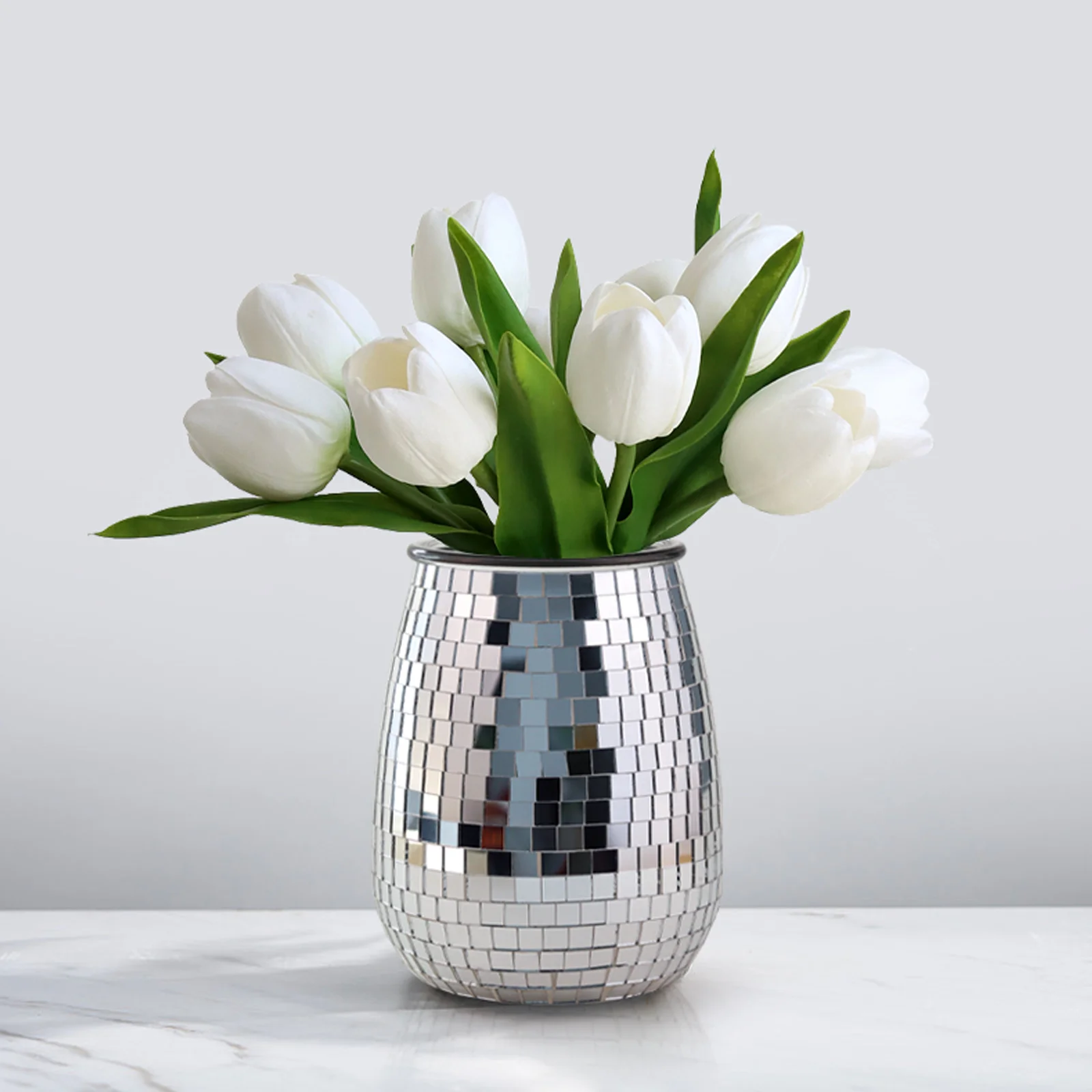 Small Nordic Mirror Mosaic Table Glass Flower Bud Vase for Home Decor