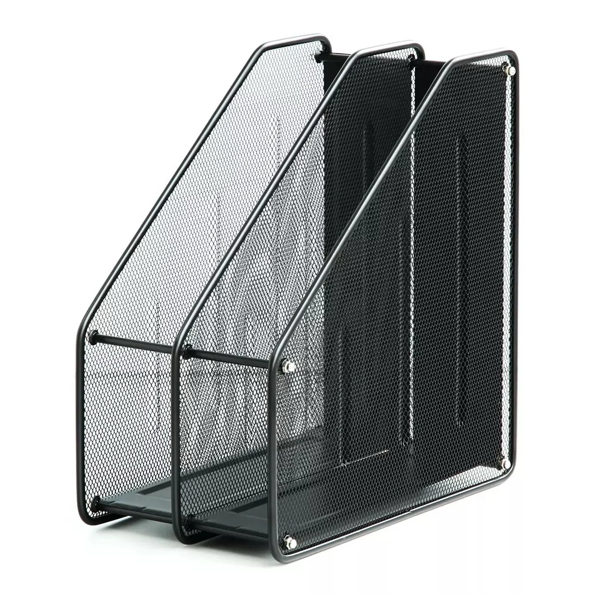 2 Vertical Compartments Office Desk Organizer Mesh Document Magazine File Storage Holder