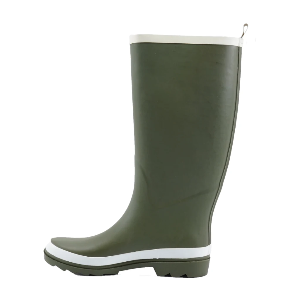 Chinese Provider Army Green Matte Custom Minimalist Gentleman Slim Fit Rubber Rain Boots Men Waterproof Shoe