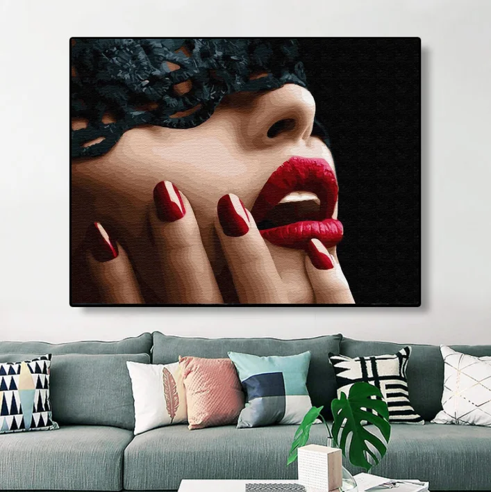 
AN8207 DIY Oil Painting By Number Romantic Woman Wall Art Abstract Modern Oil Painting Home Decoration 