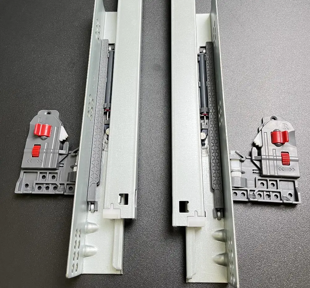 3 Folding Telescopic Rails Soft Close Full Extension Cabinet Concealed Undermount Drawer Slides for Hardware Furniture