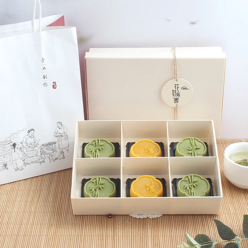 Biodegradable Custom Wooden Food Packaging Box Wholesale Snacks Cupcake Egg Tart Waffle Brownie Packaging Box Foldable To Save F