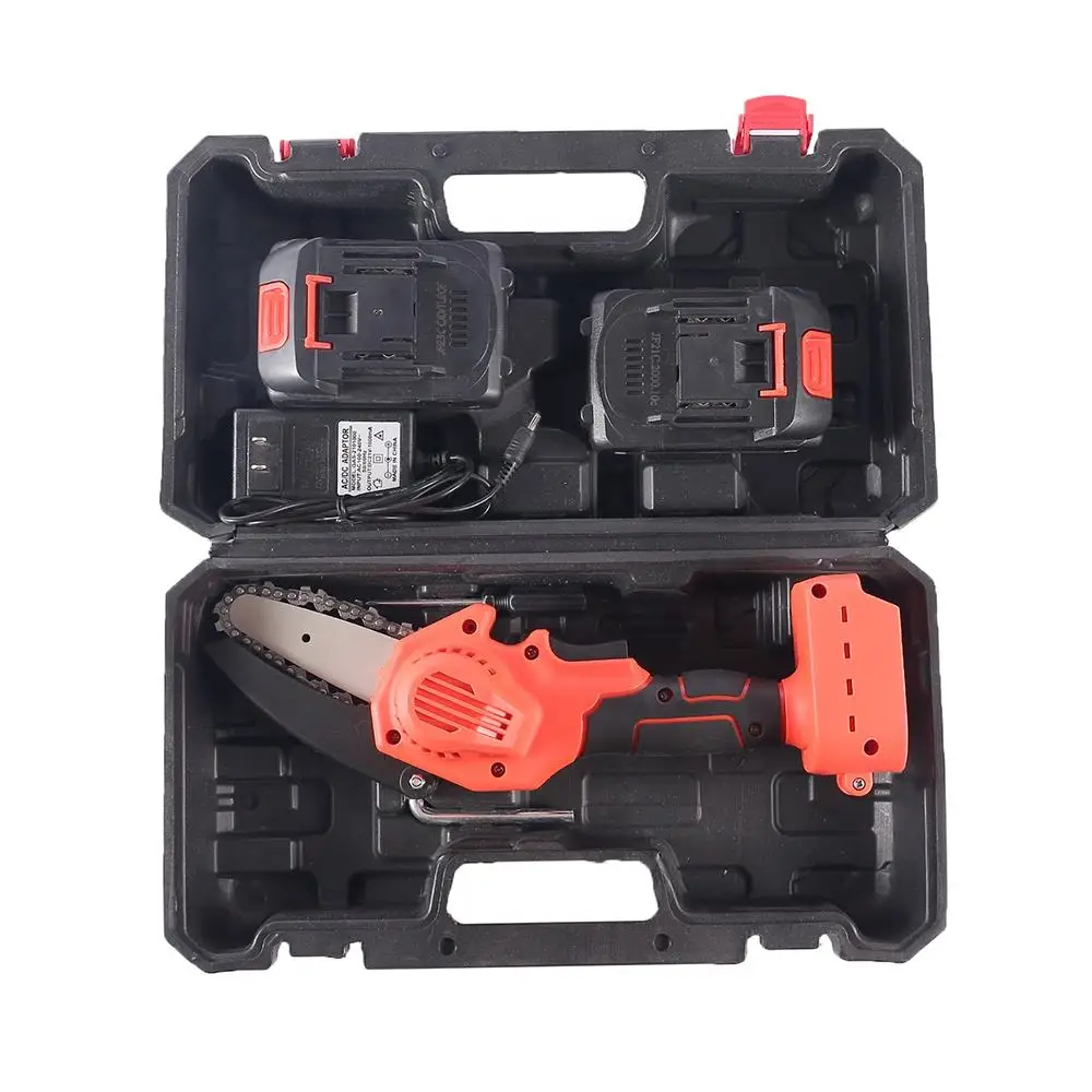 ACZ 4 Inch Handheld Pruner 24V Rechargeable Portable Chain Saw Mini Electric Chainsaw With One Charger And Two Battery