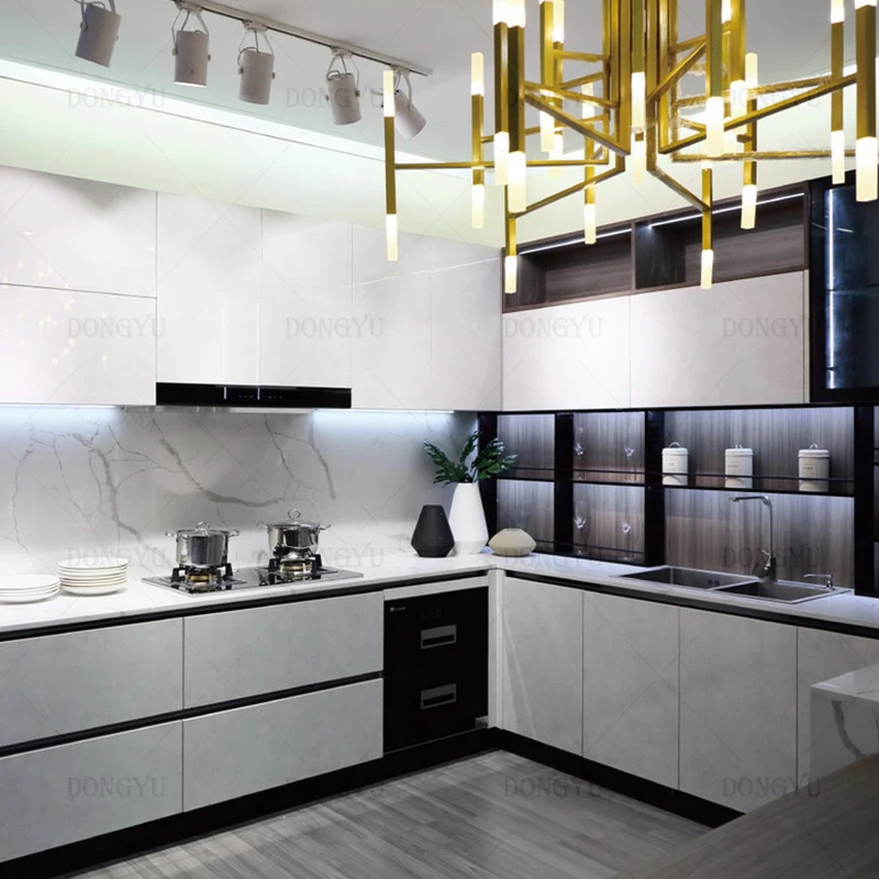 Modern Ready-Made Kitchen Cabinets with Sink Complete Cuisine Solution for villa