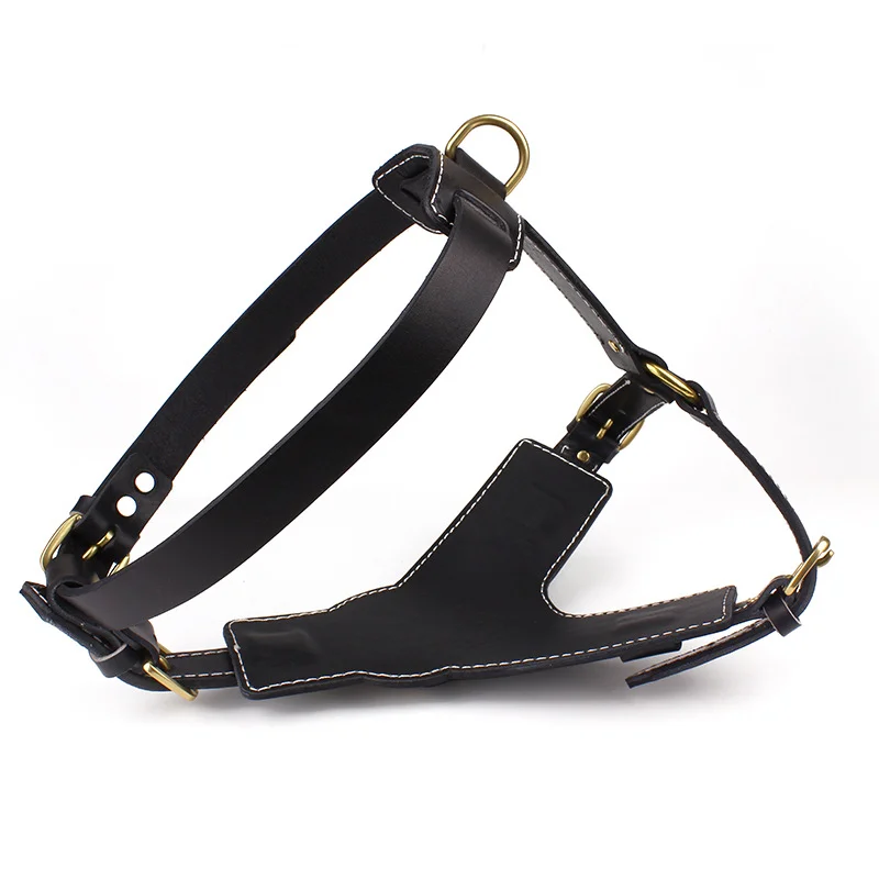 2022 hot black leather pet chest strap medium and large dog leather german shepherd dog chest strap