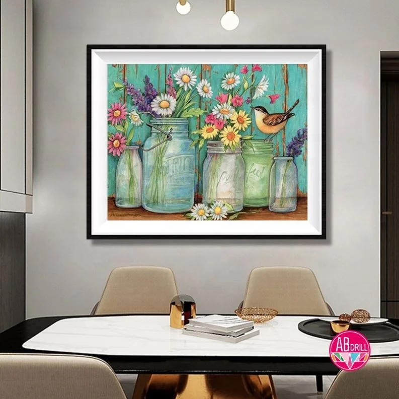 2021 Новое поступление Ручная работа 5D полное круговое сверло красочные птицы на цветах Diy Кристалл алмазная живопись