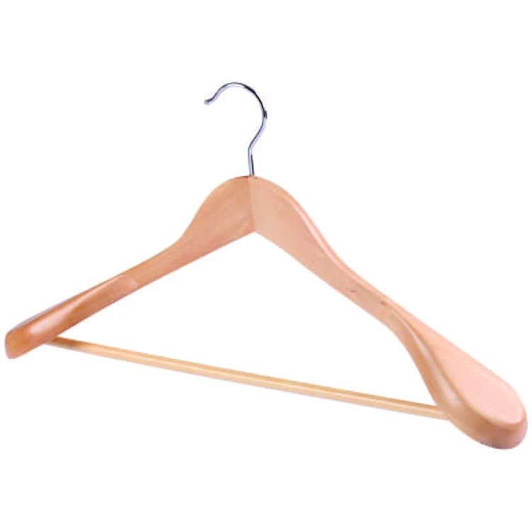 Natural Solid Wood Hanger Clothing Rack Hotel Wooden Clothes Hanger