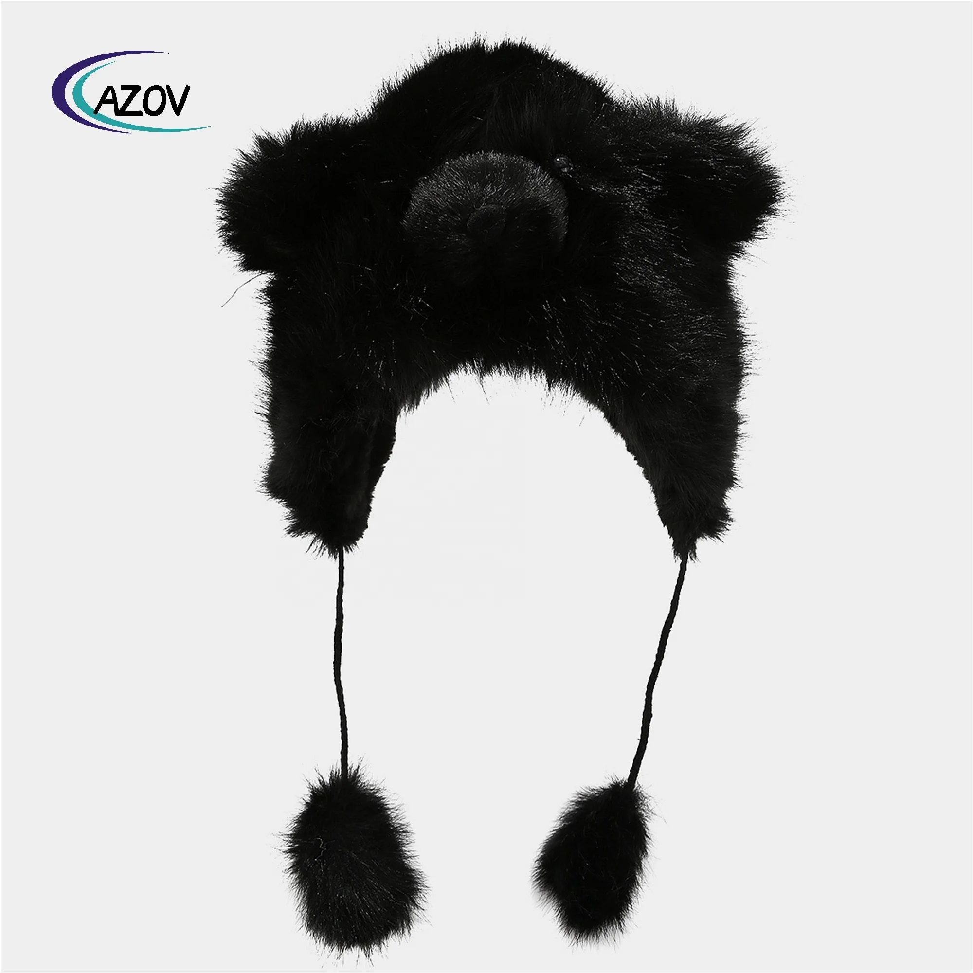 Hat Winter Female Plush Cute Polar Bear Ushanka Cold-Proof Warm Cartoon Earmuffs Hat Windproof Pullover Beanie Hat