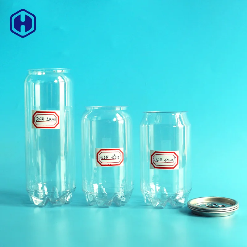 BPA Free 310ml 500ml Bulk Clear Custom Transparent Juice Coffee Beverage Soda Soft Energy Drink Empty PET Plastic Can