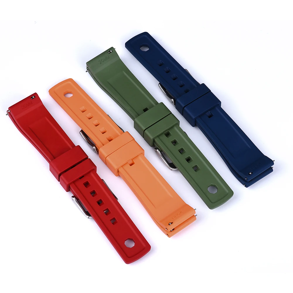 JUELONG 48 Hours Summit Fluorine Rubber Watch Strap 20mm 22mm Dive Quick Release FKM Rubber Watch Band