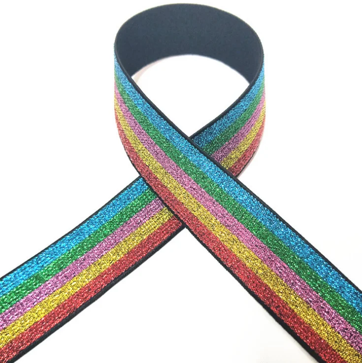 
High Quality metallic elastic tape stripe elastic tape nylon elastic tape with metallic yarn polyester elastic webbing band 