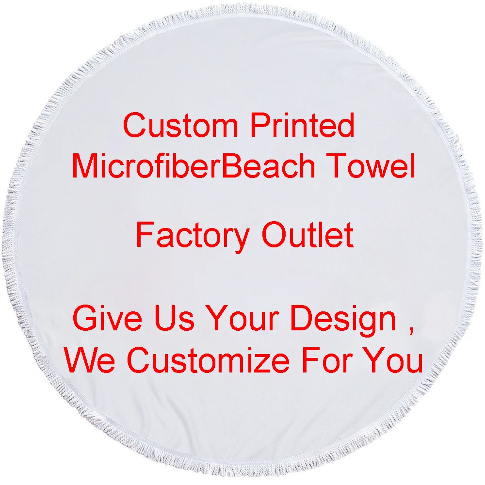 Factory Direct Round Printed Beach Towel Microfiber Plus Tassel Feel Soft Customizable Logo