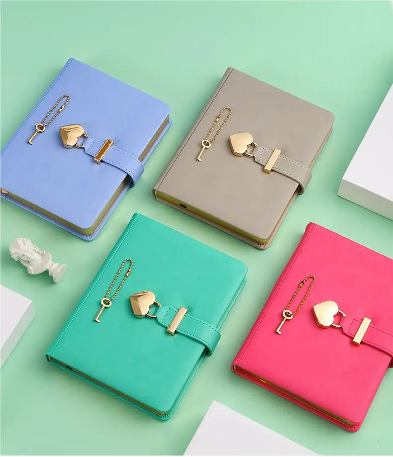 Custom 2024 100 Sheets Leather Journal Hardcover Notebook Coded Lock Diary Planner