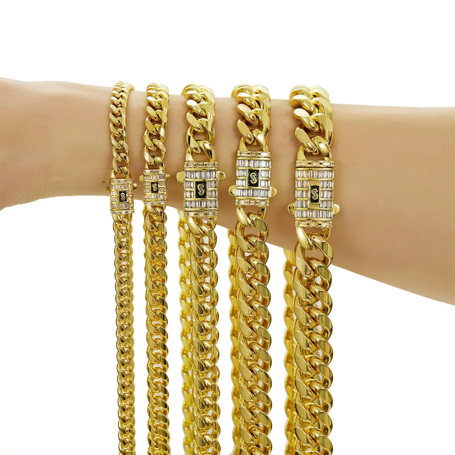 wholesale supplier 6mm 8mm 10mm 12mm 14mm 316l stainless steel gold miami cuban link chain 14k real gold