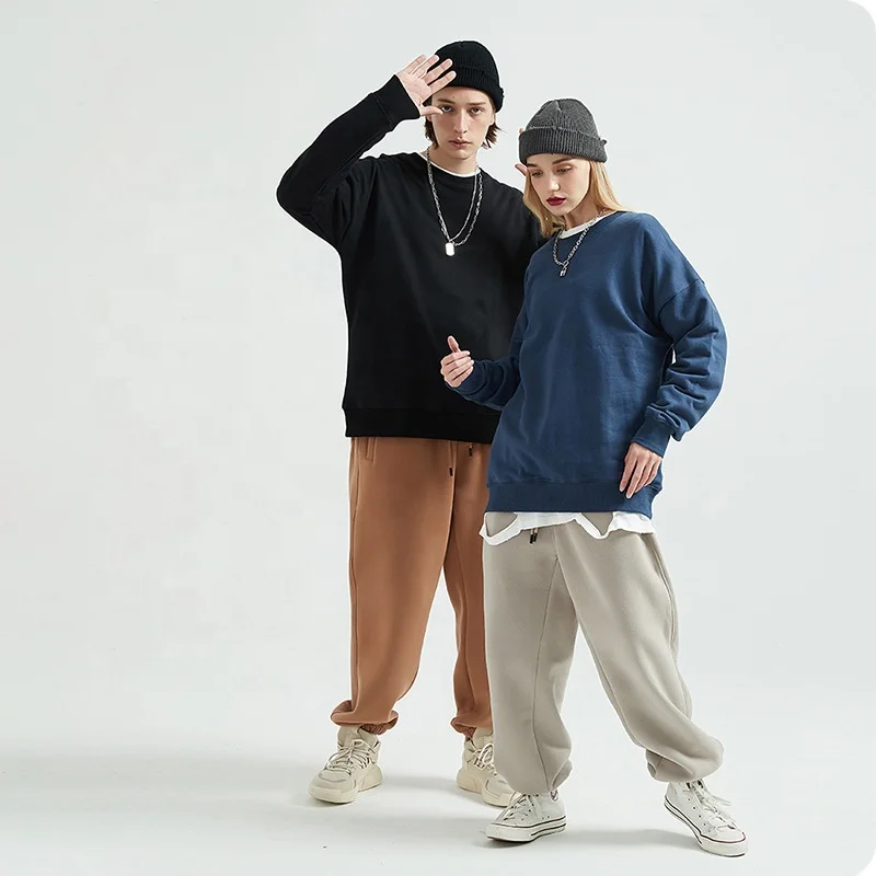 
High Quality 100% Cotton Pullover Oversized Hoodie Custom Logo Crewneck Sweatshirt 