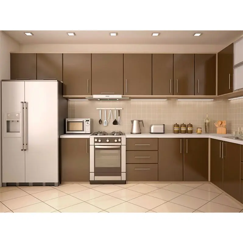 Black Cabinet Handles Waterproof Design Mfc Bulit-in Kitchen Complete Kitchens