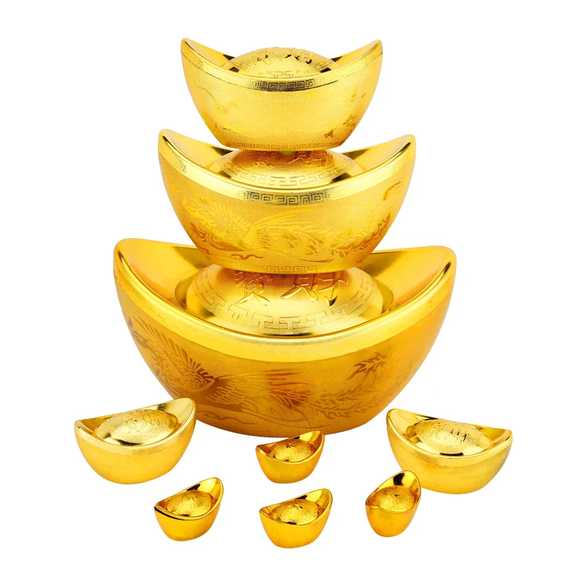 Spring Festival gold ingot ornament New Year decoration to attract wealth treasure simulation hollow plastic ingot shopping mall
