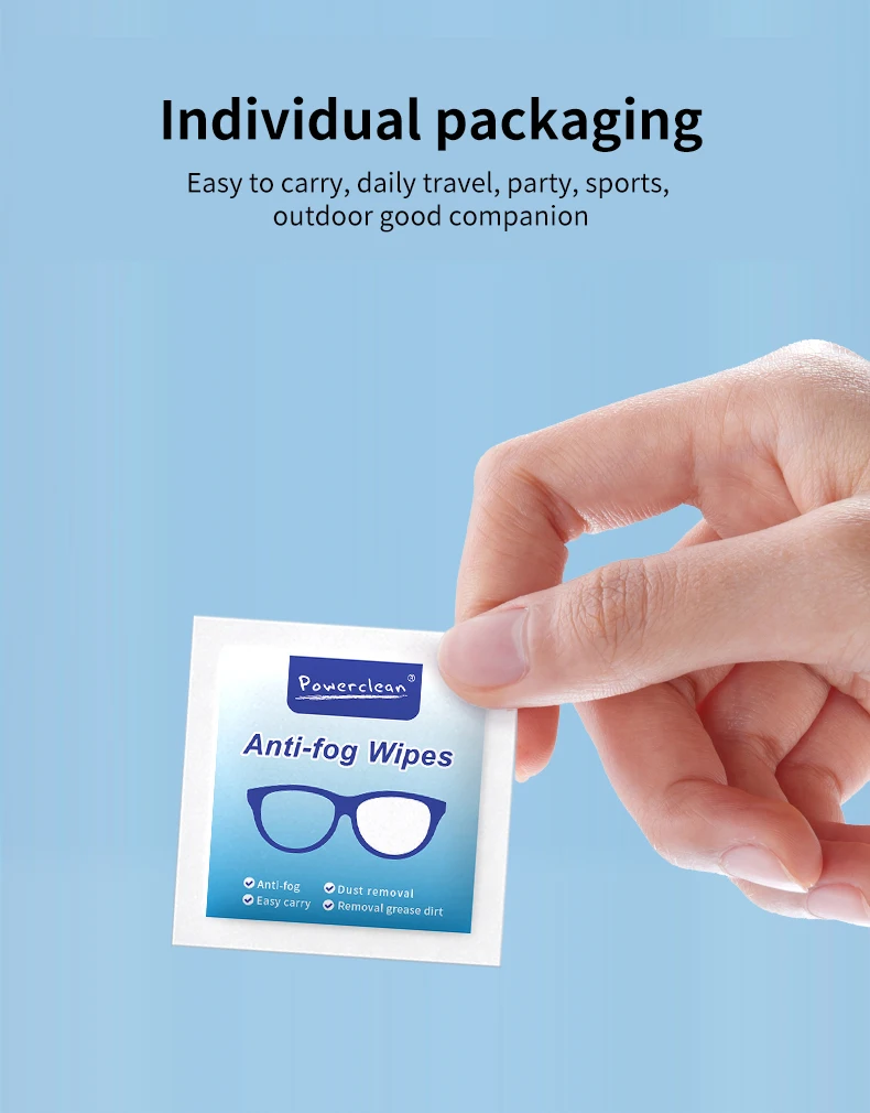 Portable Anti Fog Wipes Screen Lens Cleaning Individual Wet Wipes