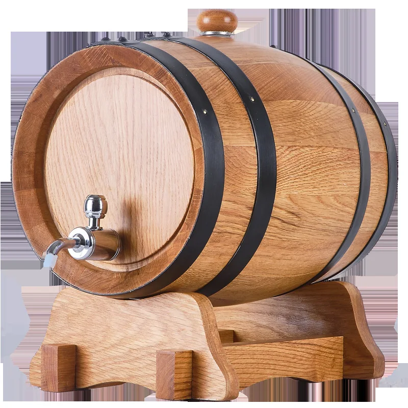 3L Oak Aging Barrel with Stand Bung and Tap without liner Wooden Whiskey Wine Barrel for Distiller Wine Maker