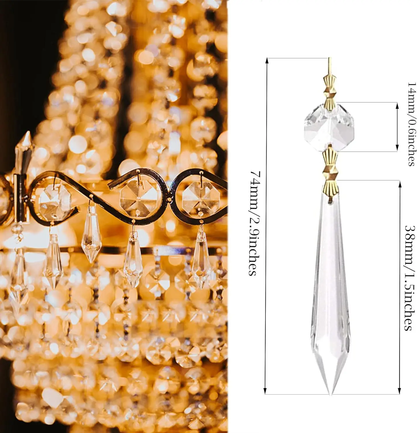 Multi-Size Decorative Crystal Pendant Chandelier with Pearl and Glass Beads Featuring Prism Lampwork & Glass Beads