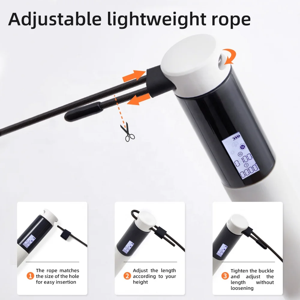 Digital Electrodes Custom Elastics Length Bounce Skipping App Smart Calorie Sport Jump Rope