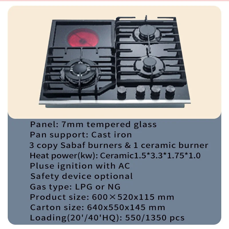 New Fashion Home Appliance Built Gas Hobs Italy Gas Stove Butane Stove Battery Stove for Cooking Ceramic Glass Gas Cooktops