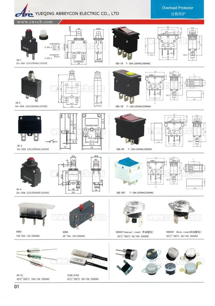 Автоматический сброс защиты от перегрузки цена 20A 125V 250V AC Push Электрический миниатюрный автоматический выключатель