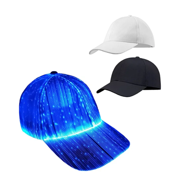USB Charging Optical Fiber 7 Colors Luminous Glowing Glow Hip hop LED Light Up Baseball Party Cap Hats For Even Party Holiday