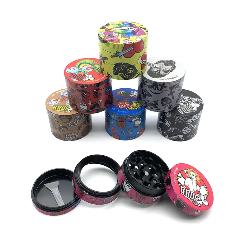 bros colorful smoking rolling grinders 4 layers metal grinders custom tobacco grinders
