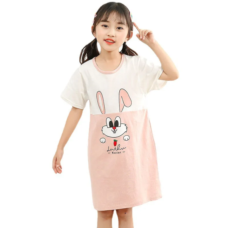 Cute Cartoon Cotton Sleepwear Family Matching Clothes Girl Nightgown Mom and