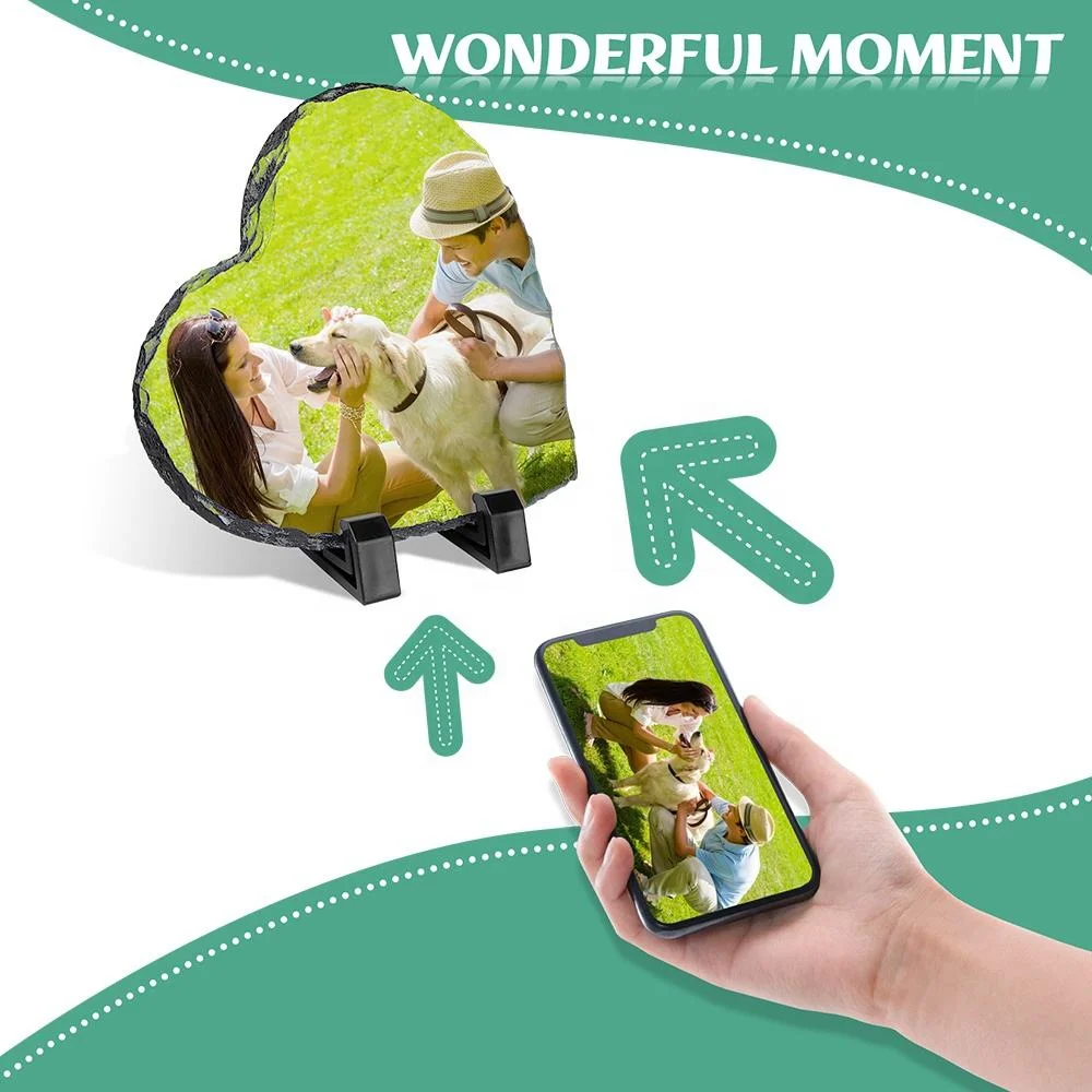 Subbank Sublimation Photo Stone Slate Blanks Custom Photo Heart Shape Frame Rock Slate Sublimation Slates