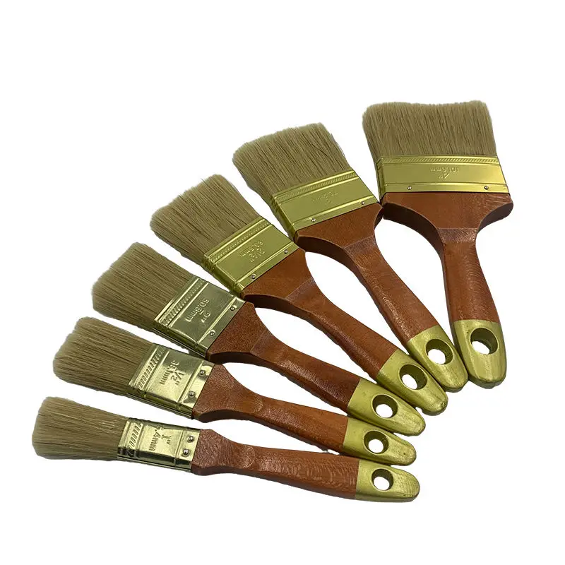 Higher Quality Pig Bristle Red Wood Handle Brush Set Hair Wooden Synthetic Filament Wall Toolsbristle Painting Brush Set