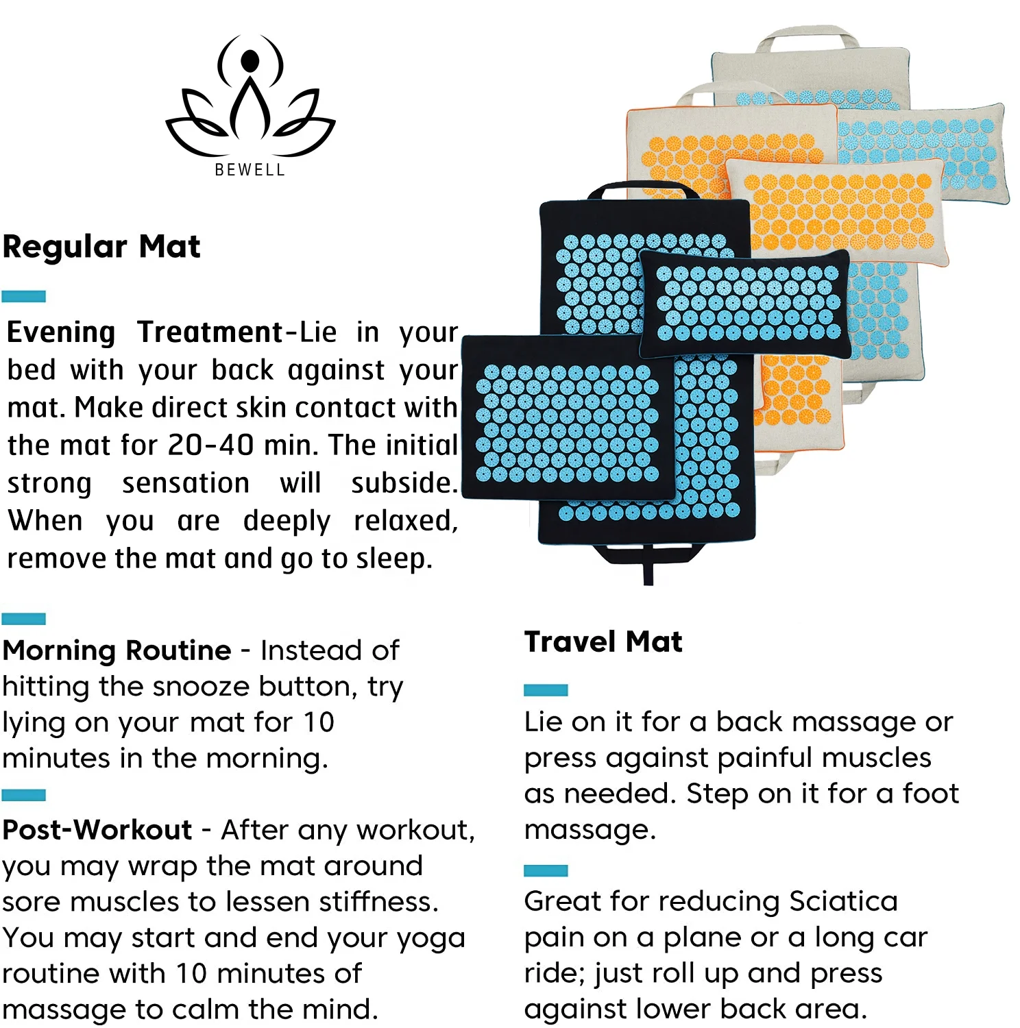 New Design Harbour Natural linen Ecofriendly Shakti spike Acupuncture Acupressure Mat and Pillow Set