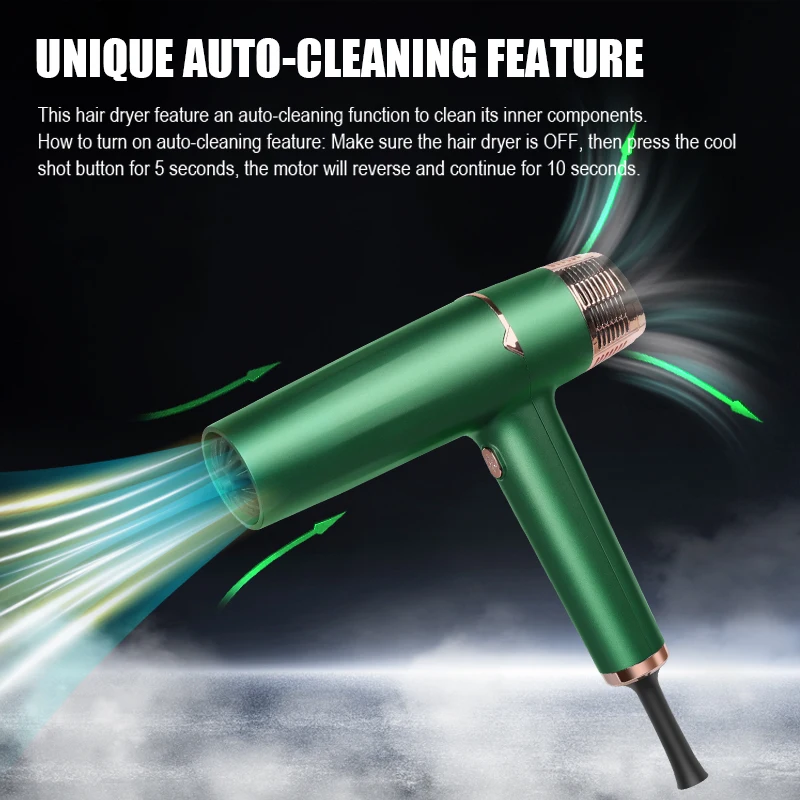 High Speed Ionic Infrared Ceramic Hair Dryer with Nozzle Attachment