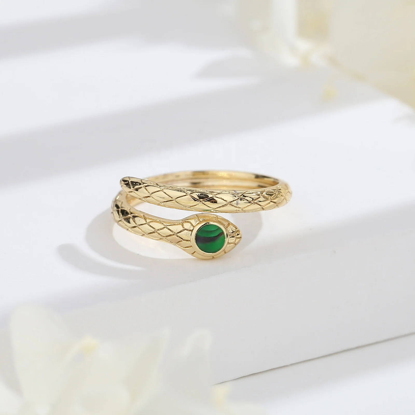 Высокое качество ювелирные изделия от производителя поставщиков 18K Позолоченные Малахитовый глаз змеиные кольца для женщин