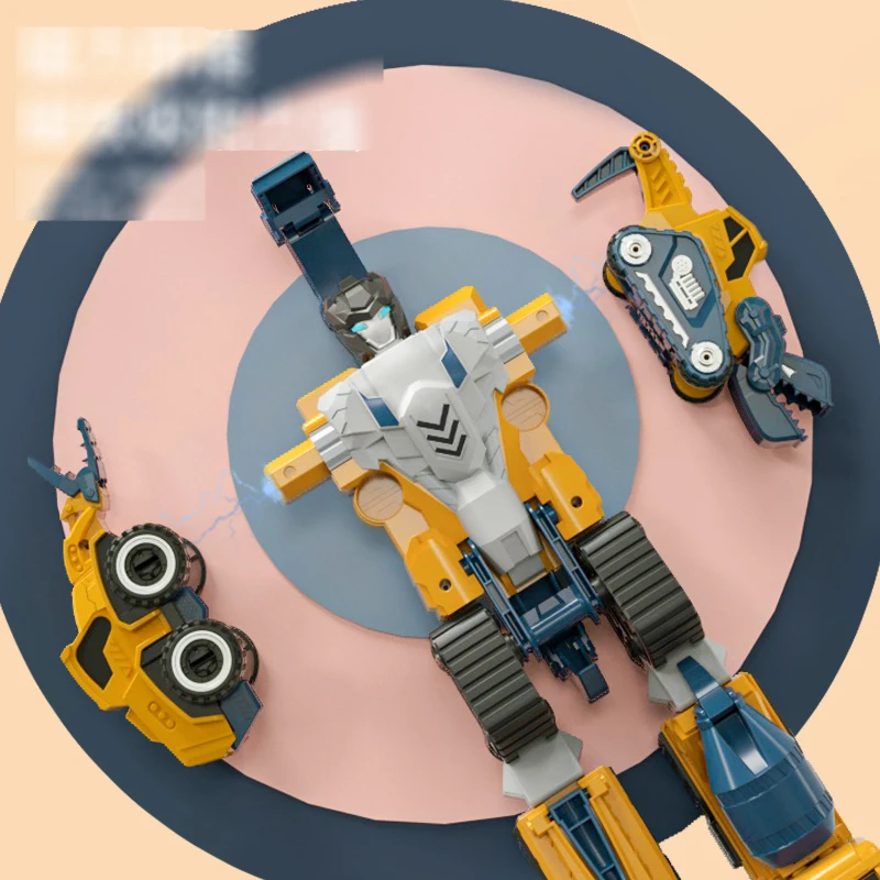 5IN1 Magnetic Transform Engineering Car Assembled Toys Dinosaur Car For Kids Toddler Robot Construction Vehicles Set