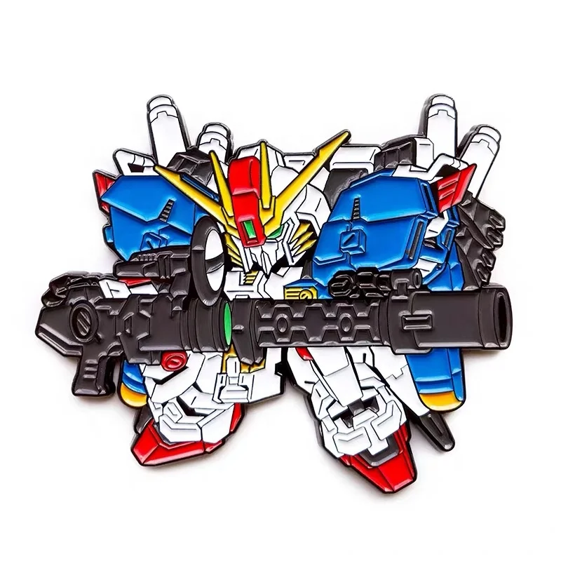 New Gundam badge Anime badge Custom Made  Robot cartoon soft enamel pin Metal Lapel Pin Badge