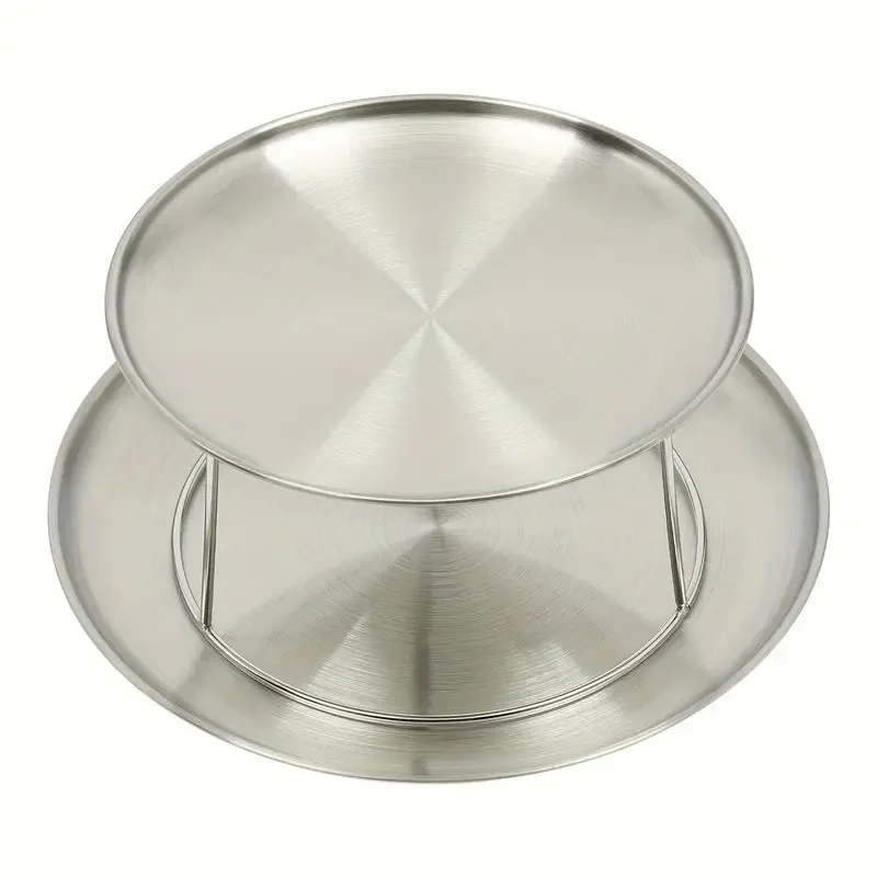 Stainless Steel 2-Tier Seafood Plate Serving Stand Dessert Serving Plate Snack Display Trays Food Holder Tower