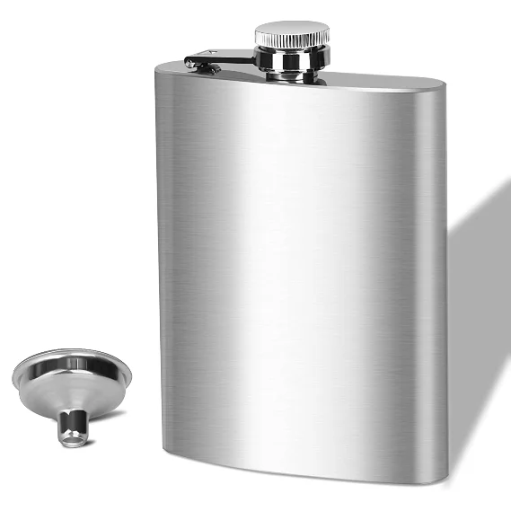 Matt Black 8OZ 304 Stainless Steel Hip Flask Funnel set Leak Proof Pocket Flask For Liquor For Men