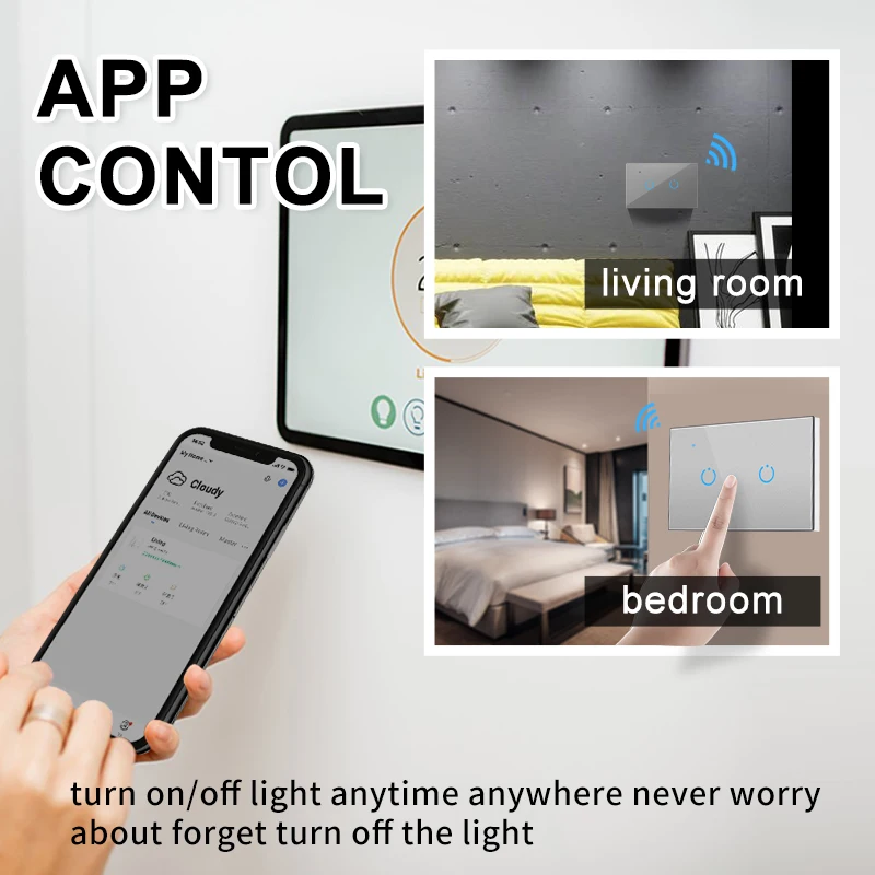 Умный выключатель света ANDELI Tuya Wi-Fi/Zigbee переключатель с нулевым проводом без нулевого провода работает Alexa