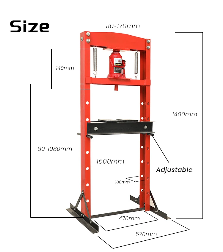 12 ton hydraulic shop press for car repair portable hydraulic shop press cheap price shop press with hand pump