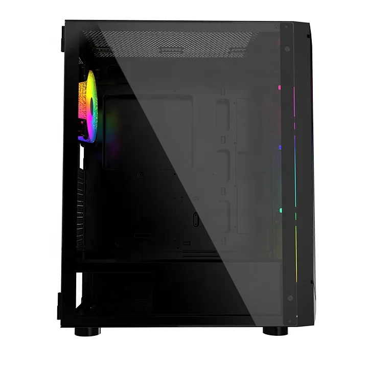 Hot Sale Tempered glass with RGB fan PC Case Mid Tower Gaming Case with LED strip